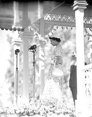 Queen Elizabeth II reads a speech in Sydney, upon her visit in Australia in 1954.