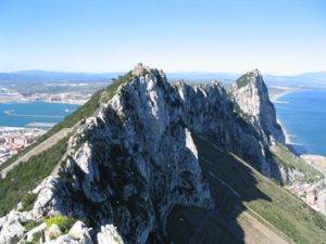 View north along the spine of the Rock of Gibraltar, within the Nature Reserve looking towards Spain.