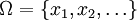 \Omega=\left \{ x_1,x_2,\dots\right \}