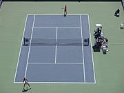 Two players before a serve.