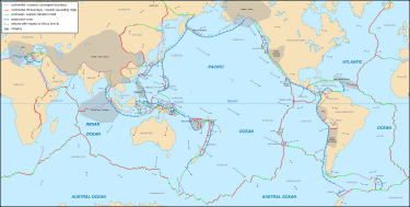 Detailed map showing the tectonic plates with their movement vectors.