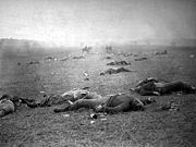 "The Harvest of Death": Union dead on the battlefield at Gettysburg, Pennsylvania, photographed July 5 or July 6, 1863, by Timothy H. O'Sullivan.