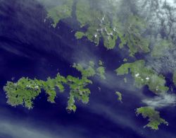 The Hermite Islands (center) and Cape Horn (lower right) as seen from space.