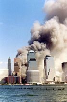 Lower Manhattan after the North Tower collapsed