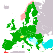 �����current members �����candidate countries �����potential candidate countries �����application frozen �����application rejected by EC �����accession rejected in a referendum (world map)