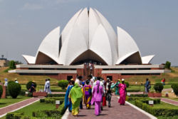 The Bah�'� House of Worship in New Delhi, India attracts an average of 4 million visitors a year. It is popularly known as the Lotus Temple.