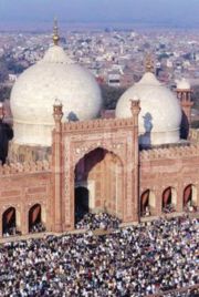 Eid prayers on the holiday of Eid al-Fitr at the Badshahi Mosque, Pakistan. The days of Eid are important occasions on the Islamic calendar.