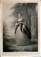 A mezzotint of Martha Dandridge Custis, based on a 1757 portrait by John Wollaston.