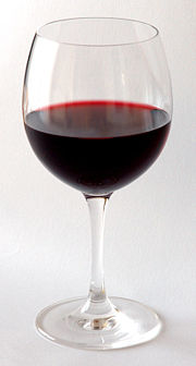 A glass of red wine