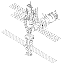 Mir's configuration after the arrival of Kristall in 1990