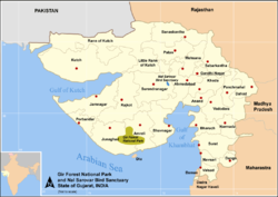 Distribution of lions in India