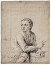 Chalk and pencil sketch of Jack Sheppard in Newgate Prison