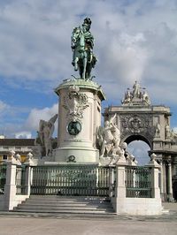 Statue of King Jos� I in the Commerce Square (Pra�a do Com�rcio), erected in 1775 as part of the rebuilding of Lisbon after the earthquake of 1755.