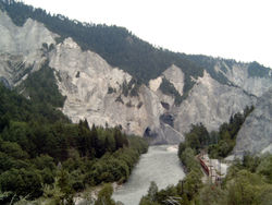 The Rhine canyon (Ruinaulta) in Graub�nden in Switzerland.