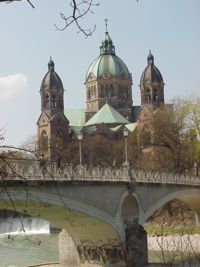 Munich: St. Lukas and River Isar.