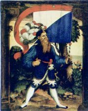 Banner bearer of Z�rich, from a 1585 painting by Humbert Mareschet