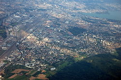 Aerial photo of central and western Z�rich