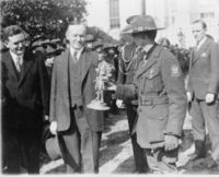 U.S. President Calvin Coolidge greeting 1500 Boy Scouts making an annual pilgrimage to the Capitol, 1927