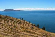 One of the islands from Lake Titicaca: Amantan� in the distance as seen from Taquile