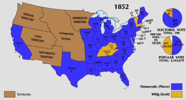 Electoral map of the 1852 presidential election.