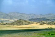 Road to Ta'if in the foreground, mountains of Ta'if in the background (Saudi Arabia).