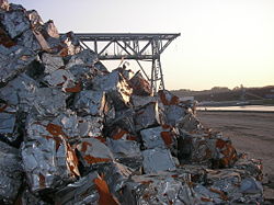 A pile of steel scrap in Brussels, waiting to be recycled.