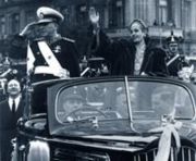 The Per�ns take part in Buenos Aires parade to celebrate Juan Per�n's second inauguration on June 4, 1952.