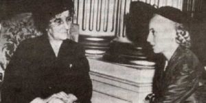 On April 9, 1951, Golda Meir, Labour Minister and future Foreign Affairs Minister of Israel and Prime Minister of Israel, met with Eva Per�n to thank her for the aid the Eva Per�n Foundation had given to Israel.