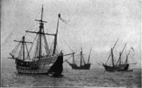 Replicas of the Ni�a, Pinta and Santa Maria sailed from Spain to the Chicago Columbian Exposition.