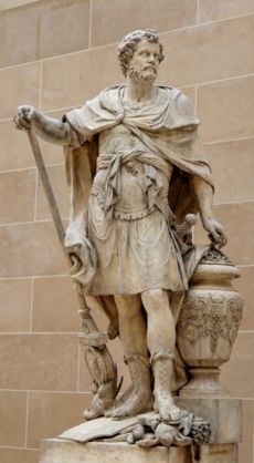 Hannibal counting the rings of the Roman knights killed during the battle, statue by S�bastien Slodtz, 1704, Louvre