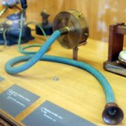 Copy of the original phone of Alexander Graham Bell at the Mus�e des Arts et M�tiers in Paris