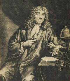 Antonie van Leeuwenhoek, the first microbiologist and the first person to observe bacteria using a microscope.