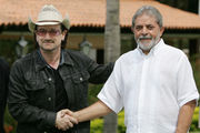 Bono with President Luiz In�cio Lula da Silva of Brazil