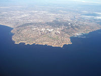 View of the Palos Verdes Peninsula with Los Angeles in the distance