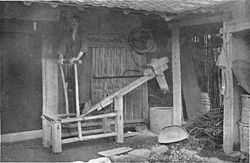 Old fashioned way of rice polishing in Japan.