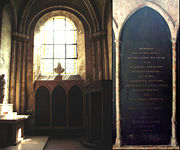 The tomb of Descartes (middle, with detail of the inscription), in the church of Saint-Germain-des-Pr�s, Paris.