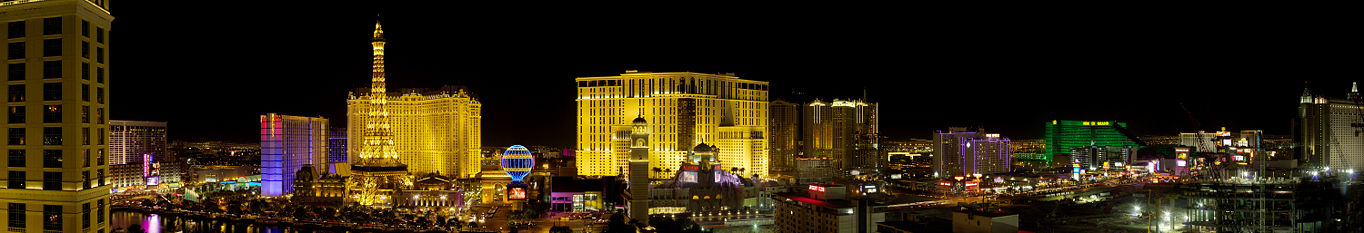 The Las Vegas Strip by night with Project CityCenter construction on the bottom right