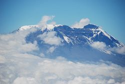 Mount Kilimanjaro from the air.  July 2007.