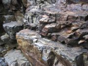 The rocky side of a mountain creek near Orosí, Costa Rica.