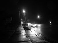 A busy street at nighttime