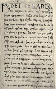 The first page of Beowulf