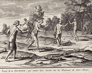 Bernard Picart copper plate engraving of Florida Indians, Circa 1721 "C�r�monies et Coutumes Religieuses de tous les Peuples du Monde"