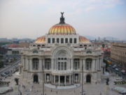 Palace of Fine Arts, built in the early 20th century in Mexico City.