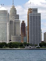 Detroit's skyline at Hart Plaza.