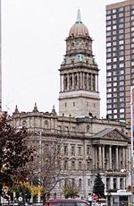 Wayne County Building (1897) from Monroe Street by John and Arthur Scott.