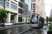 METRO light rail along the Main Street Corridor in Downtown