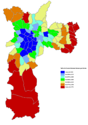 Map of the districts of S�o Paulo by human development index.