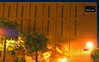 A Verizon Central Office in Lakeland, Florida at night.