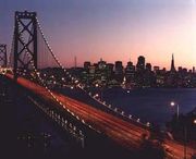 The Bay Bridge connects to Oakland and the East Bay.