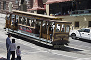 A cable car descending Nob Hill